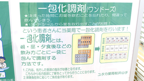 ユタカ薬局　松井山手の一包化対応