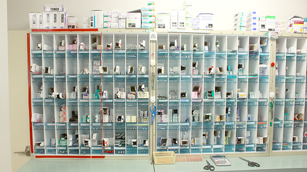 インクウェル薬局作新台店の薬棚