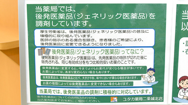 ユタカ薬局 二条城北のジェネリック対応