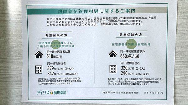 アイリス調剤薬局 新座店の在宅対応
