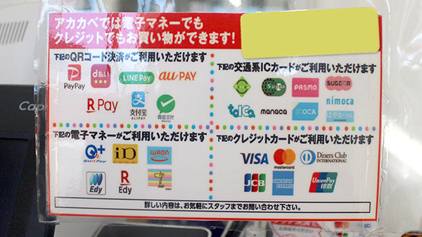 アカカベ薬局　木川東店のクレカ/電子マネー/スマホ決済対応