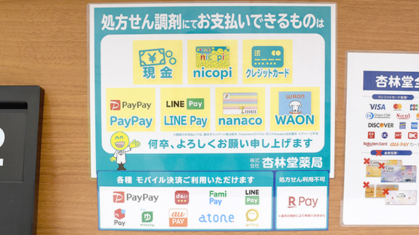 杏林堂薬局　伊左地店のクレカ/電子マネー/スマホ決済対応
