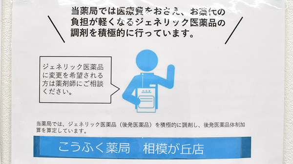 こうふく薬局 相模が丘店のジェネリック対応