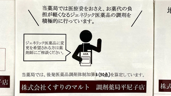 くすりのマルト 調剤薬局　平尼子店のジェネリック対応