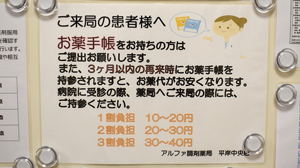 アルファ調剤薬局 平岸中央店のお薬手帳