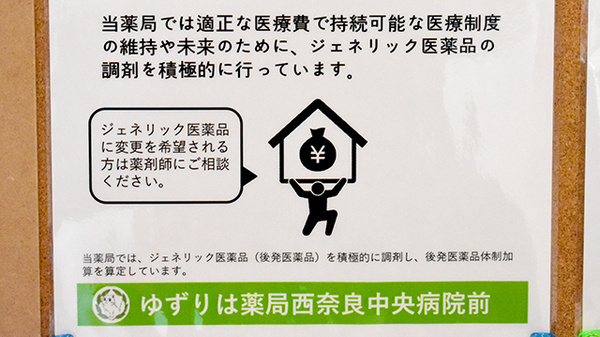 ゆずりは薬局西奈良中央病院前のジェネリック対応