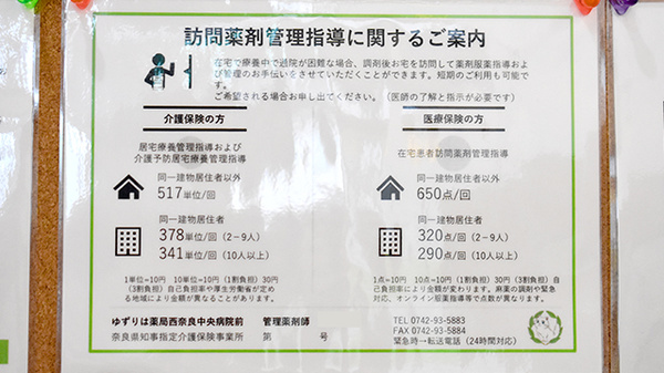 ゆずりは薬局西奈良中央病院前の在宅対応