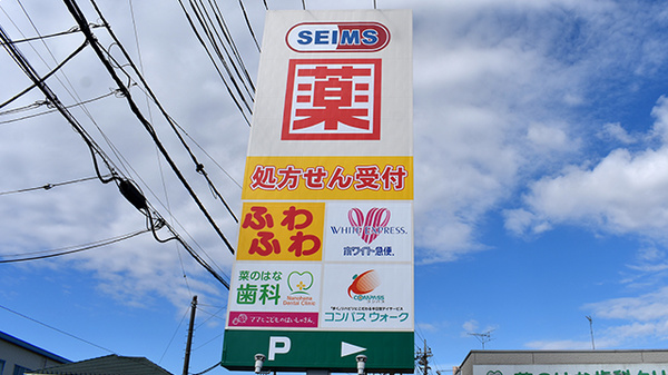 ドラッグセイムス見沼風渡野薬局の看板