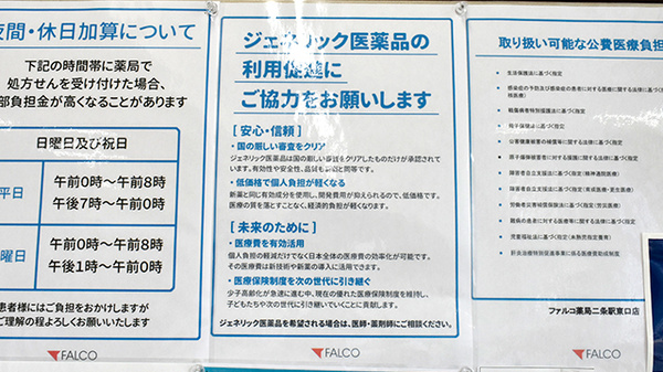 ファルコ薬局 二条駅東口店のジェネリック対応