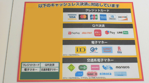 クレカ/電子マネー/スマホ決済対応