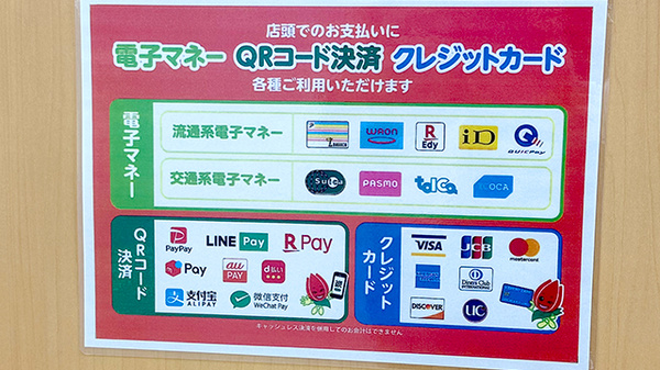 セキ薬局　堀の内町店のクレカ/電子マネー/スマホ決済対応