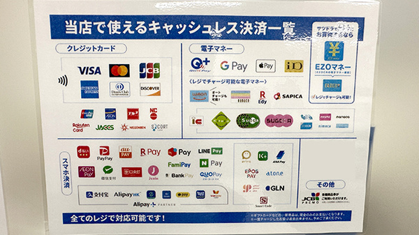 サツドラ薬局 札幌中央調剤センター店のクレカ/電子マネー/スマホ決済対応