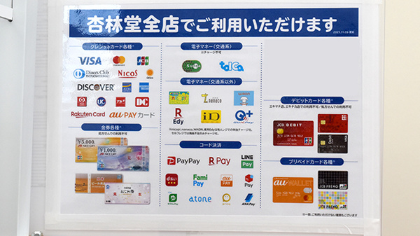 杏林堂薬局　富士永田店のクレカ/電子マネー/スマホ決済対応