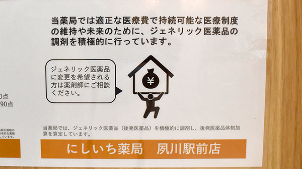 にしいち薬局　夙川駅前店のジェネリック対応