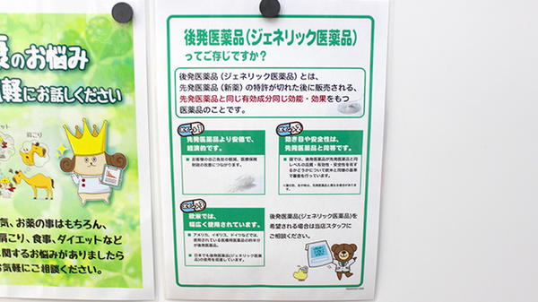 コクミン薬局　日本橋駅東改札前店のジェネリック対応