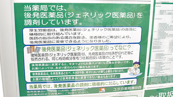 ユタカ薬局　瀬田西のジェネリック対応