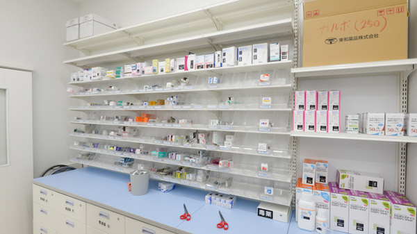 調剤薬局ツルハドラッグ港店の薬棚