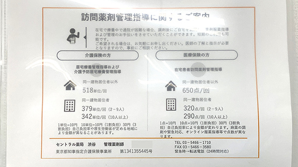 セントラル薬局渋谷店の在宅対応