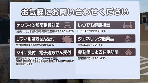 たんぽぽ薬局　半田店の対応サービス一覧