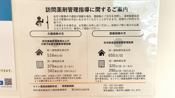 ウイン薬局前橋駒形店の在宅対応