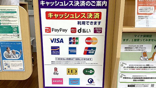ウェルパーク薬局上鶴間店のクレカ/電子マネー/スマホ決済対応