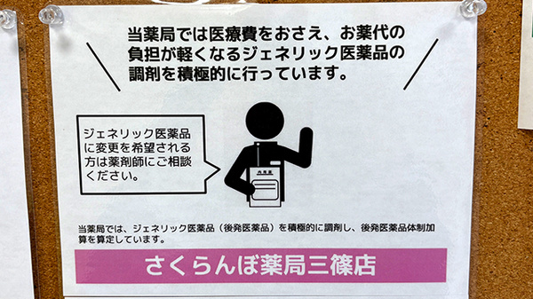 さくらんぼ薬局 三篠店のジェネリック対応