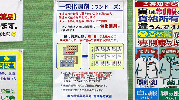 杏林堂薬局　焼津与惣次店の一包化対応