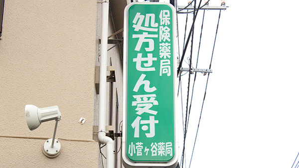 小菅ヶ谷薬局の看板