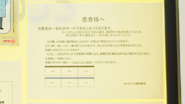 さかのいち調剤薬局の一包化対応