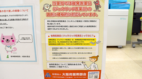 阪神調剤薬局　大阪伏見店のジェネリック対応