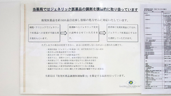 同仁薬局のジェネリック対応