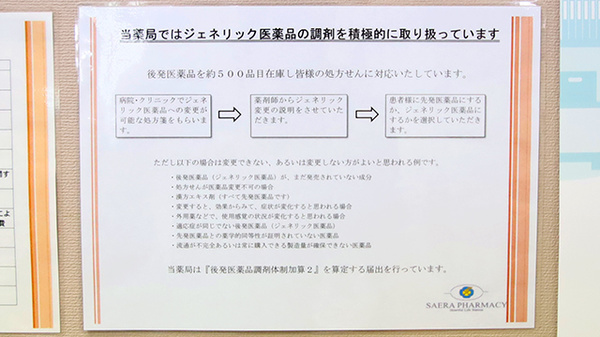 サエラ薬局 新湊店のジェネリック対応