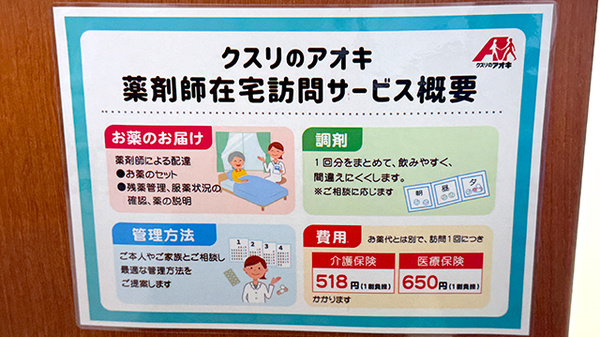 クスリのアオキ石渡薬局の在宅対応