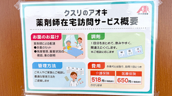 クスリのアオキ稲葉薬局の在宅対応