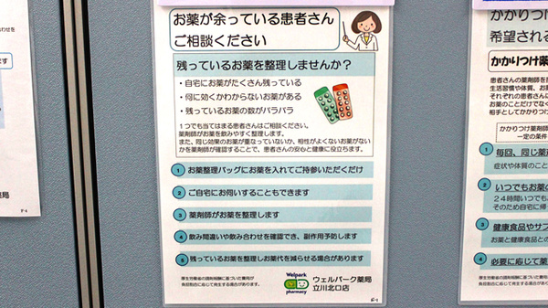 ウェルパーク薬局　立川北口店の服薬指導対応