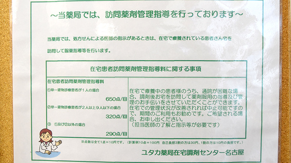 ユタカ薬局　在宅調剤センター名古屋の在宅対応