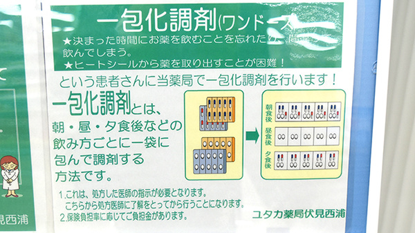 ユタカ薬局　伏見西浦の一包化対応