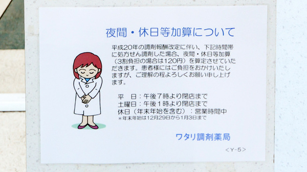ワタリ調剤薬局の夜間休日対応