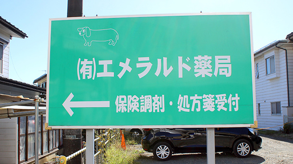 有限会社エメラルド薬局山岸店の看板