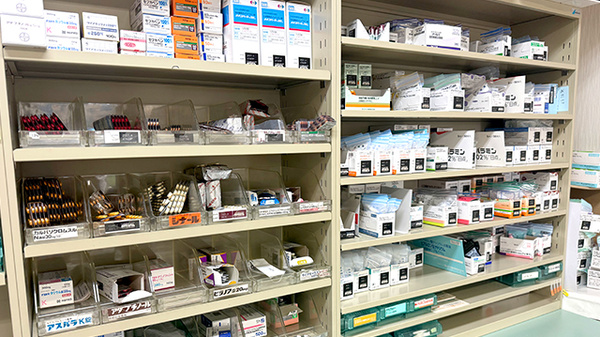 貴船薬局下恵土店の薬棚
