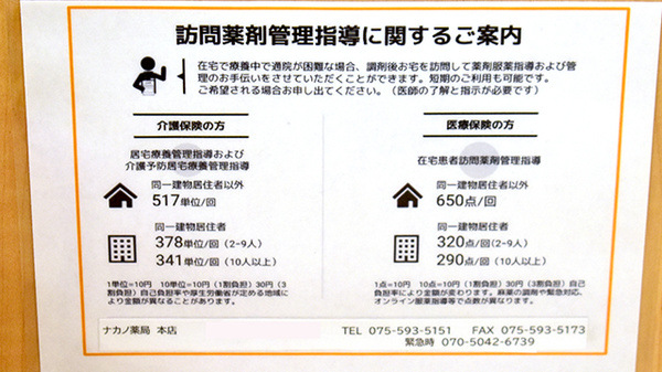 ナカノ薬局本店の在宅対応