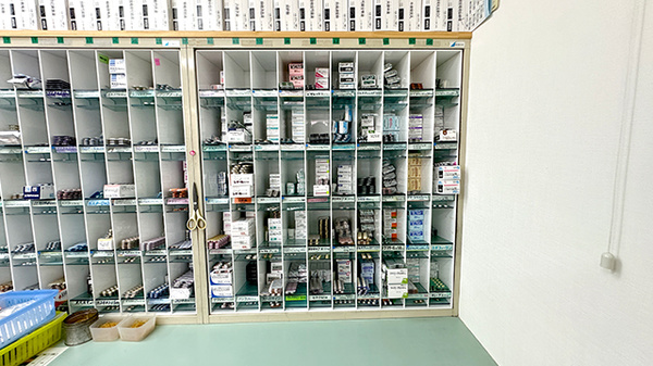 ひばり薬局花園店の薬棚