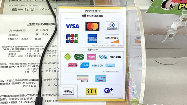 みんなの薬局山王のクレカ/電子マネー対応