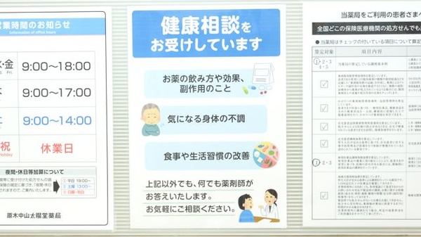 原木中山太陽堂薬局の相談対応