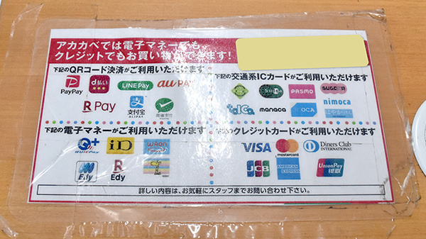 アカカベ薬局　門真団地店のクレカ/電子マネー/スマホ決済対応
