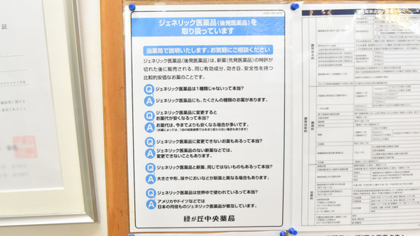 緑が丘中央薬局 八千代緑が丘店のジェネリック対応