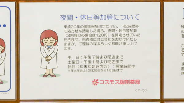 コスモス調剤薬局 名古屋駅前店の夜間休日対応