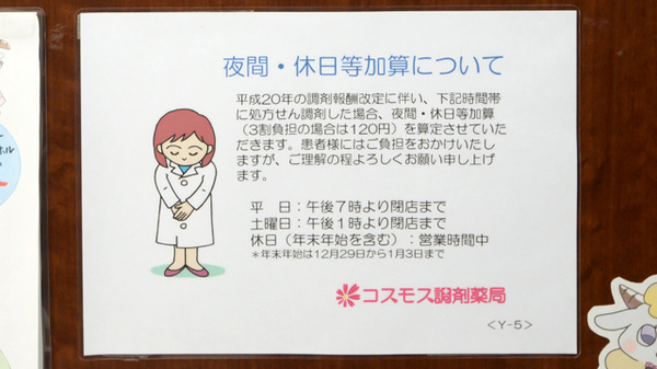 コスモス調剤薬局 里小牧店の夜間休日対応