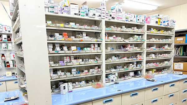 花・花薬局岩曽店の薬棚