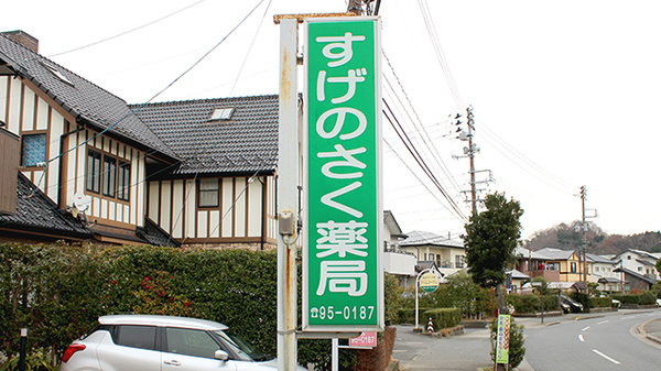 すげのさく薬局の看板